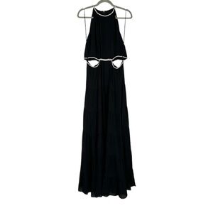 NWT Alice + Olivia Myrtice Crystal Embellished Halter Cutout Maxi Dress